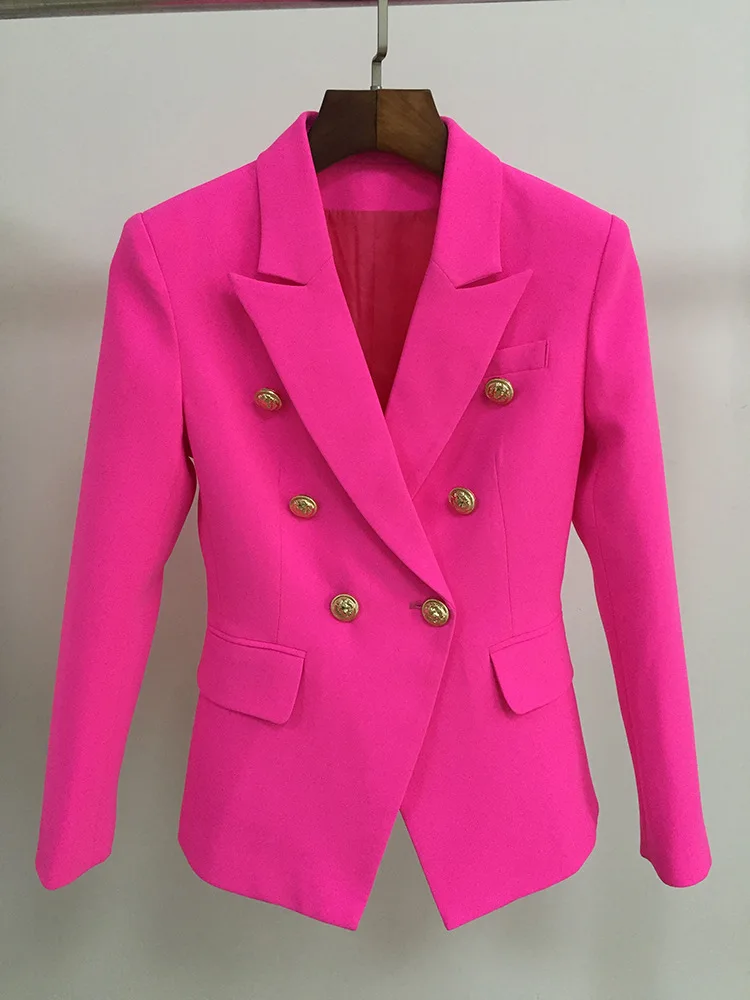 

New Spring Style Long Sleeve Double Button Slim Women's Outerwear Fashion Runway Jacket High Quality