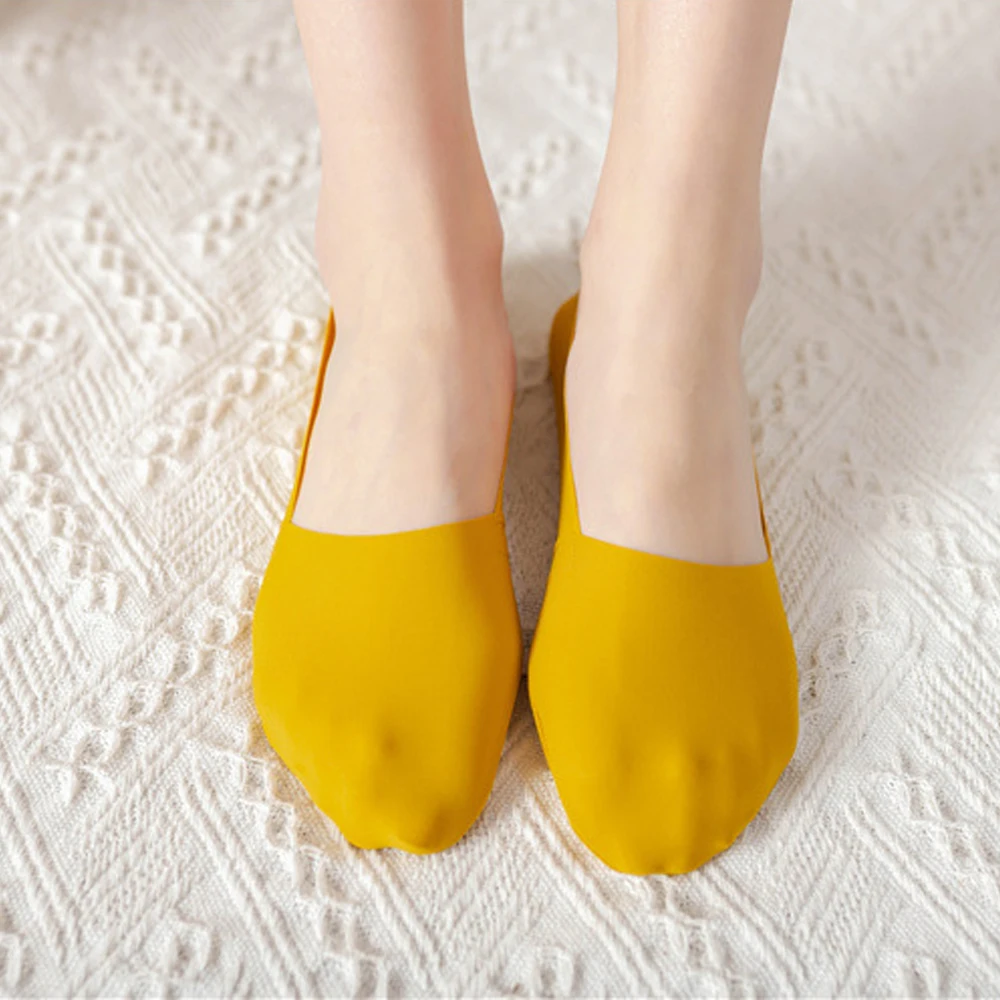 Нескользящие шелковые носки летние женские невидимые бесшовные силиконовые с