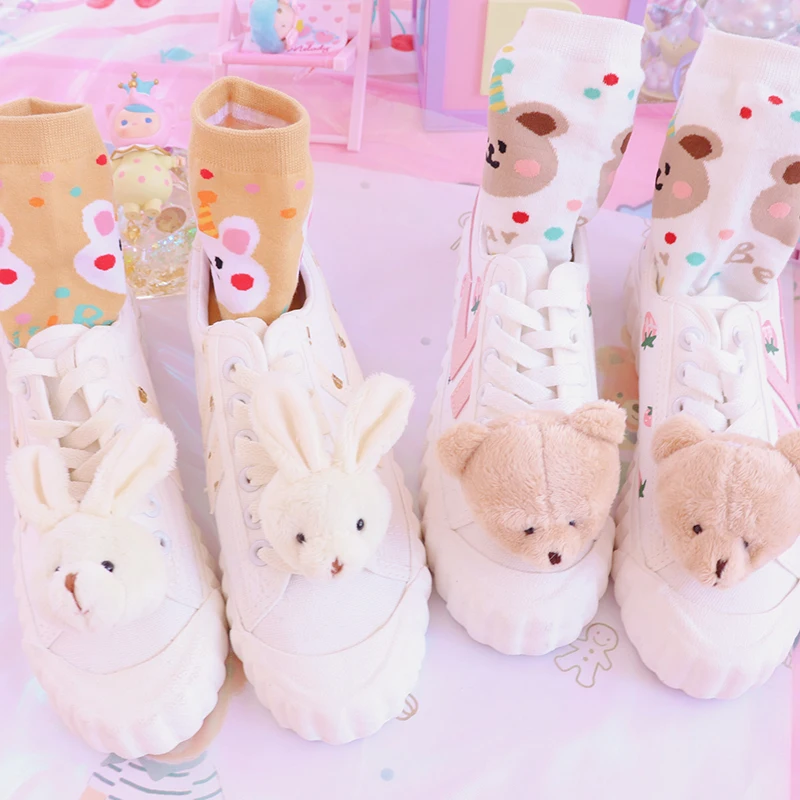 1 шт. Носки с рисунком медведя из мультика кролик мягкие плюшевые куклы подвески
