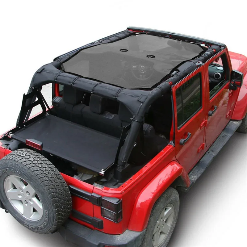 Mesh Sunshade Fit for Jeep 2007- Jeep Wrangler JK JKU Jeep JK Front Shade Plain Protection Heat Shield Windshield Visor