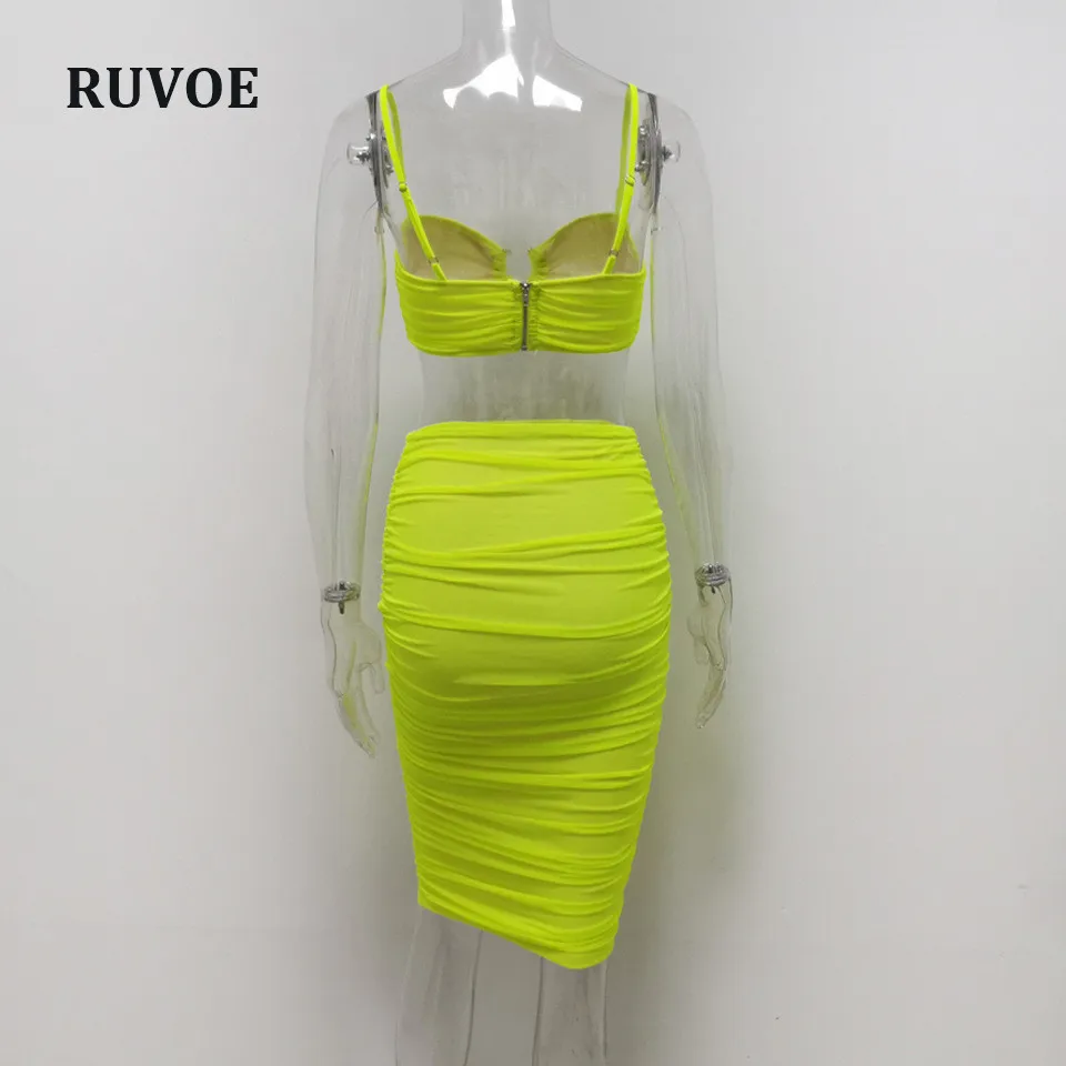 

2 Layers Spaghetti Strap Ruched Sexy Summer Dress Women Off Shoulder Strapless Two Piece Set Bodycon Dress Pleated Party Dress