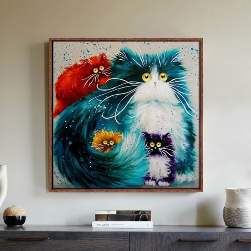 Арт Кот 5D DIY Алмазная картина Полный Круглый дрель Декор для дома ручной работы