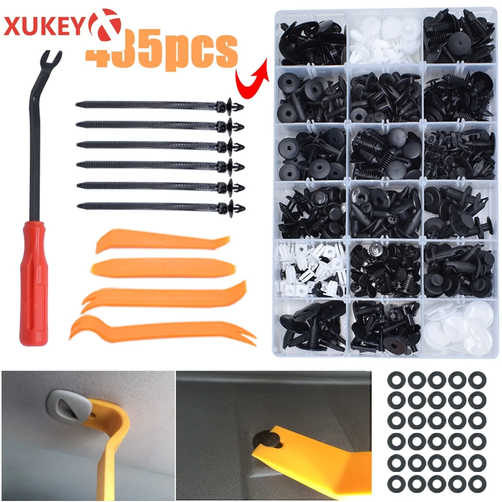 

Push Rivets Pin Car Body Trim Clips Bumper Sill Door Panel Fender Splash Guard Mud Flaps Fastener Screw Assortment Tool Kit 435X