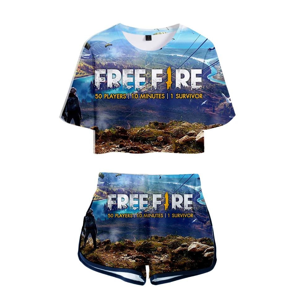 Футболка женская с 3d Принтом Свободного огня, модный короткий спортивный костюм, рубашка в стиле хип-хоп с коротким рукавом и вентиляцией, s ...