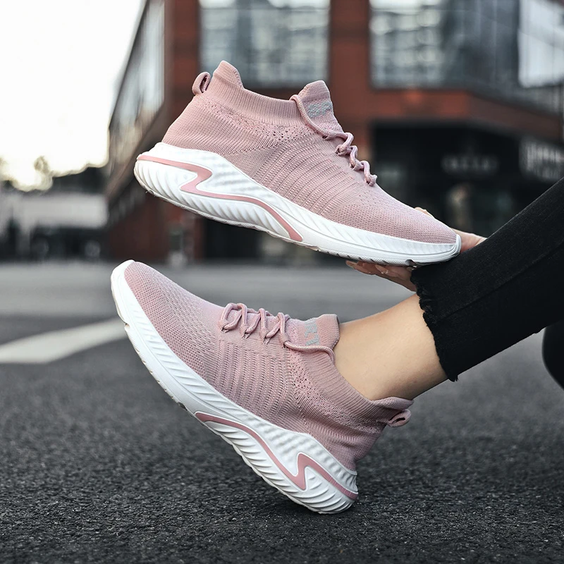 

Fashion Women Casual Shoes Mesh Breathable Flat Sport Shoes Sneakers for Female Walking Soild Color Casual Shoes for Women 2021