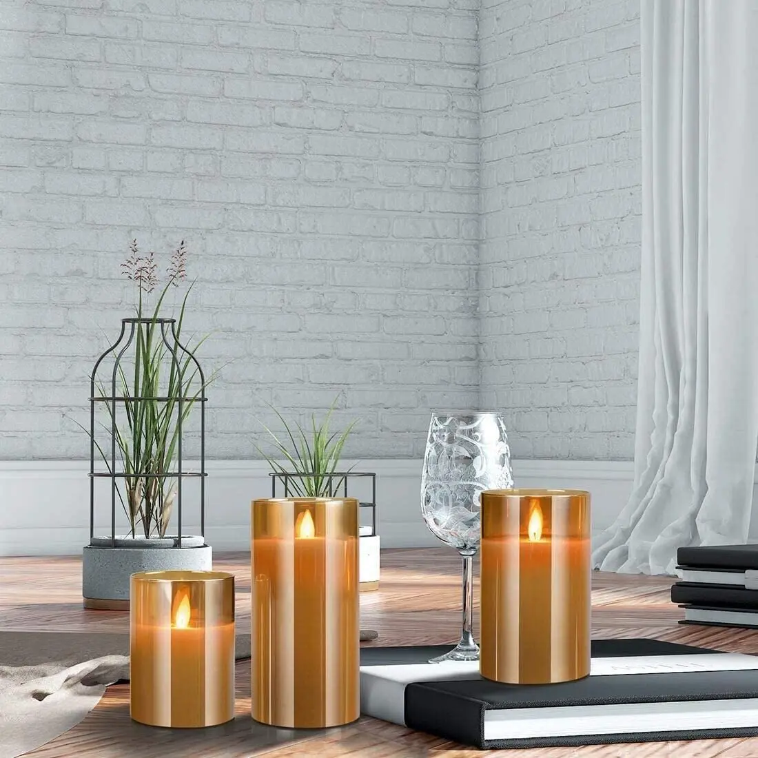 LED Flameless Candle Light Cylindrical Electric Set with Remote Timer for Home Fireplace Halloween Christmas decoration | Лампы и