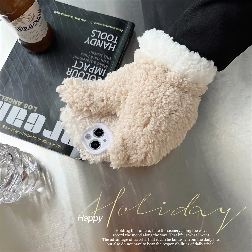 

Winter Plush Mobile Phone Shell Warm Gloves Innovative Style Cases for Iphone 11 Pro Max Xs Max 13 Pro 12mini Xr 78plus 11 SE2