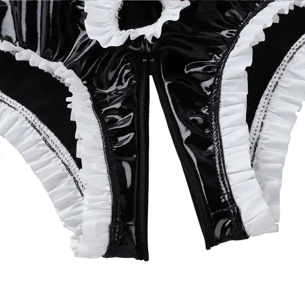 Мужское нижнее белье из латекса Sissy Трусы-шорты кожи с отверстием для пениса