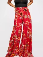 women casual loose wide leg pants vintage print pant spring summer 2022 holiday trousers oversized high waist pantalones femme