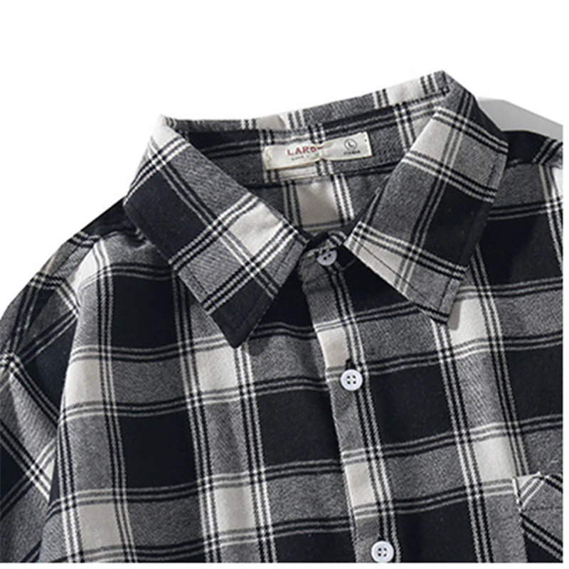 Рубашка RUELK мужская с длинным рукавом модная свободная Тонкая блузка в клетку
