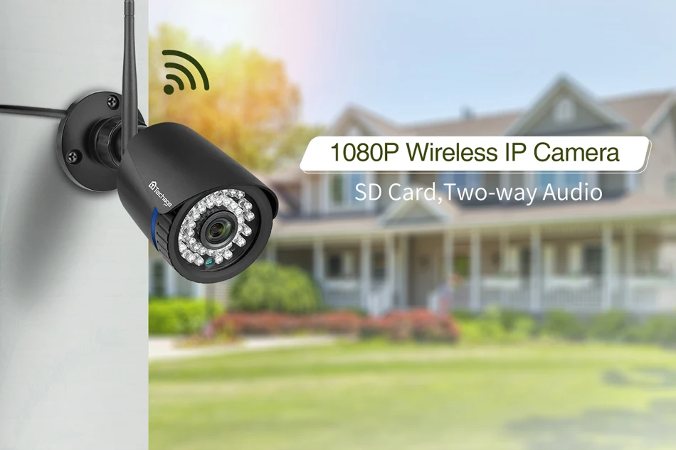 Techage 1080P Wi-Fi 2-полосная аудио звук SD карты запись охранного видеонаблюдения для домашнего применения Беспроводной IP Камера 32 Гб Ночное видение видео наблюдения