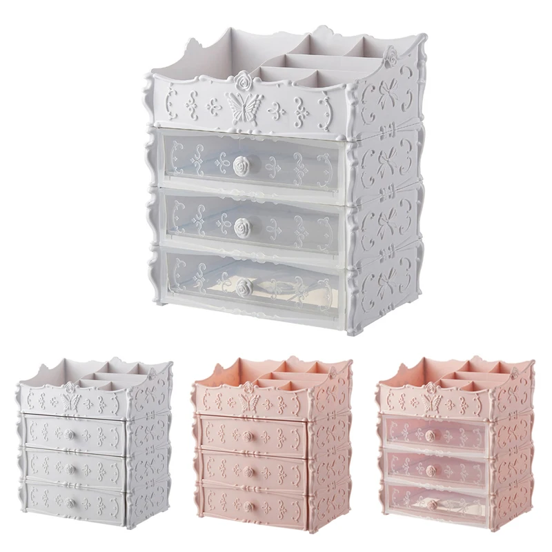 

Plastic Cosmetic Drawer Container Makeup Organizer Box For Storage Make Up Jewelry Nail Holder Home Desktop Sundry Storage Case