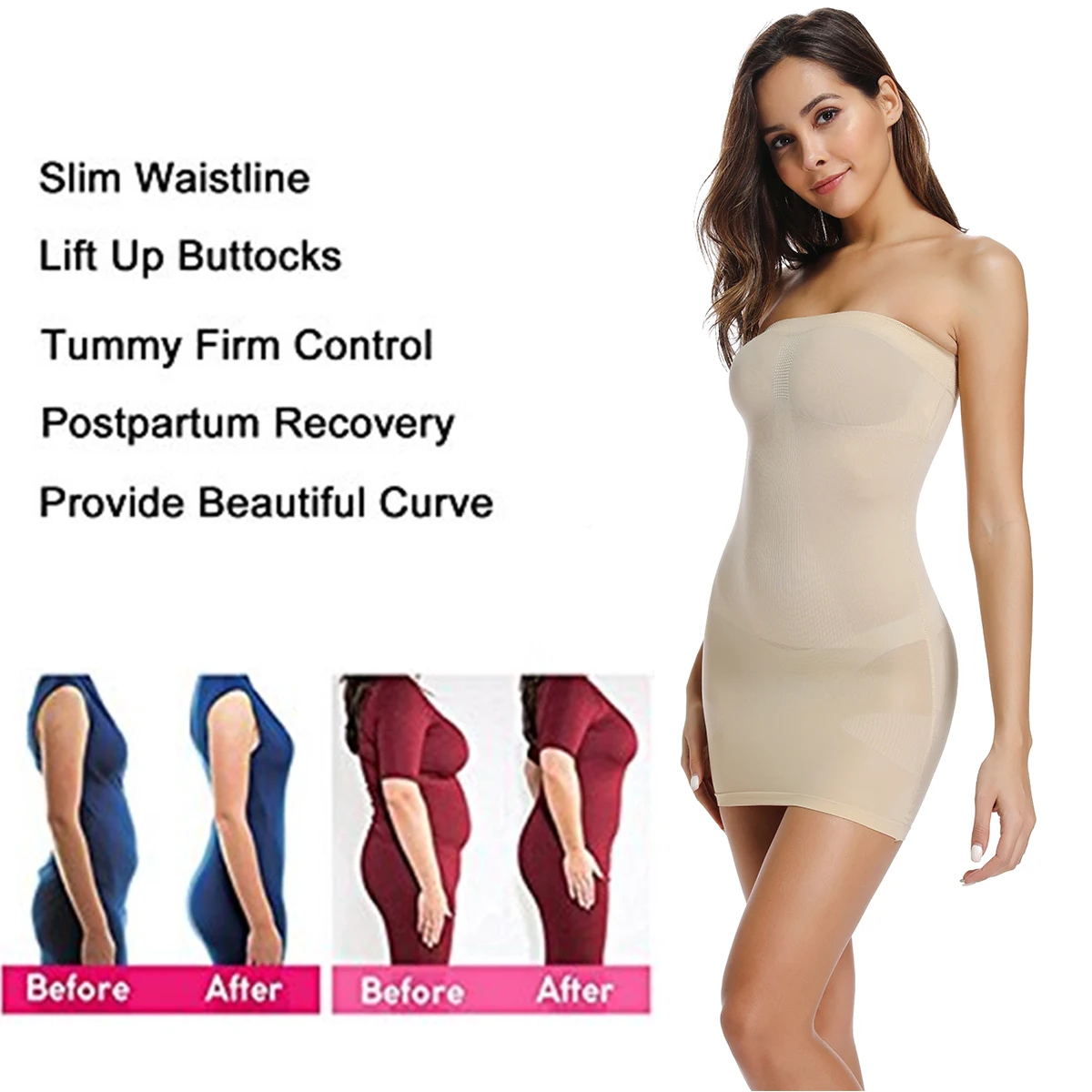 Joyshaper без бретелек нижнее белье для женщин формирователь тела с плеча платье