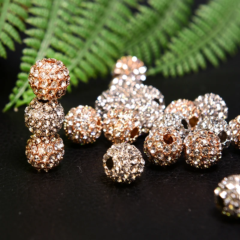 10 мм Полный Стразы класса люкс микро проложить мяч AAA + Циркон европейские бусины c разделителем круглые