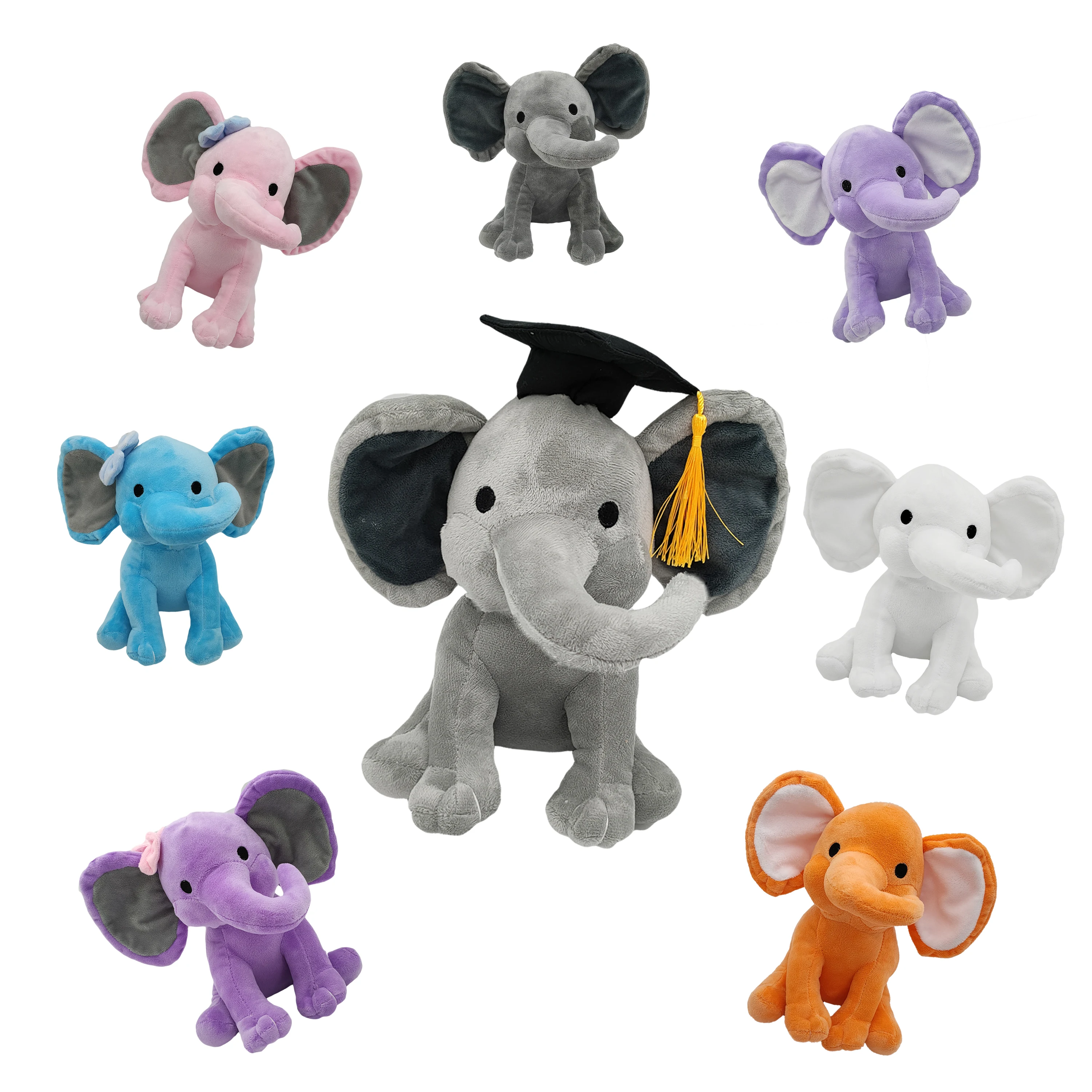 Dropshipping 1pc 25cm Cute Elephant with Doctor Plush Dolls Stuffed Graduation Baby Elephant Soft Toy for Girls Children Gifts