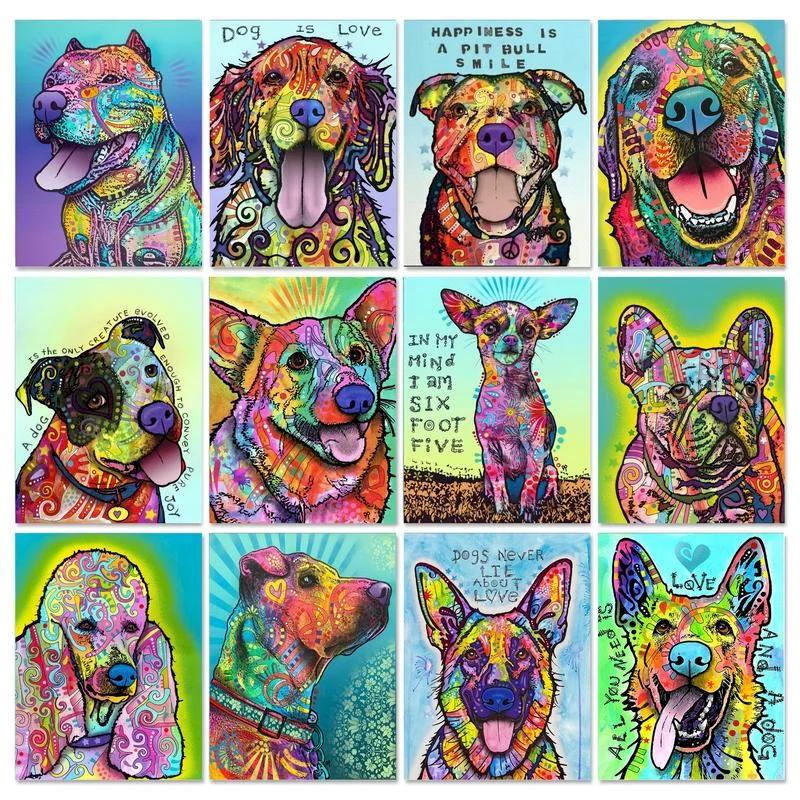 

painting by numbers animals Dog On Number Adults Acrylic By Numbers Canvas Painting Wall Pictures For Living Room Handmade Gift