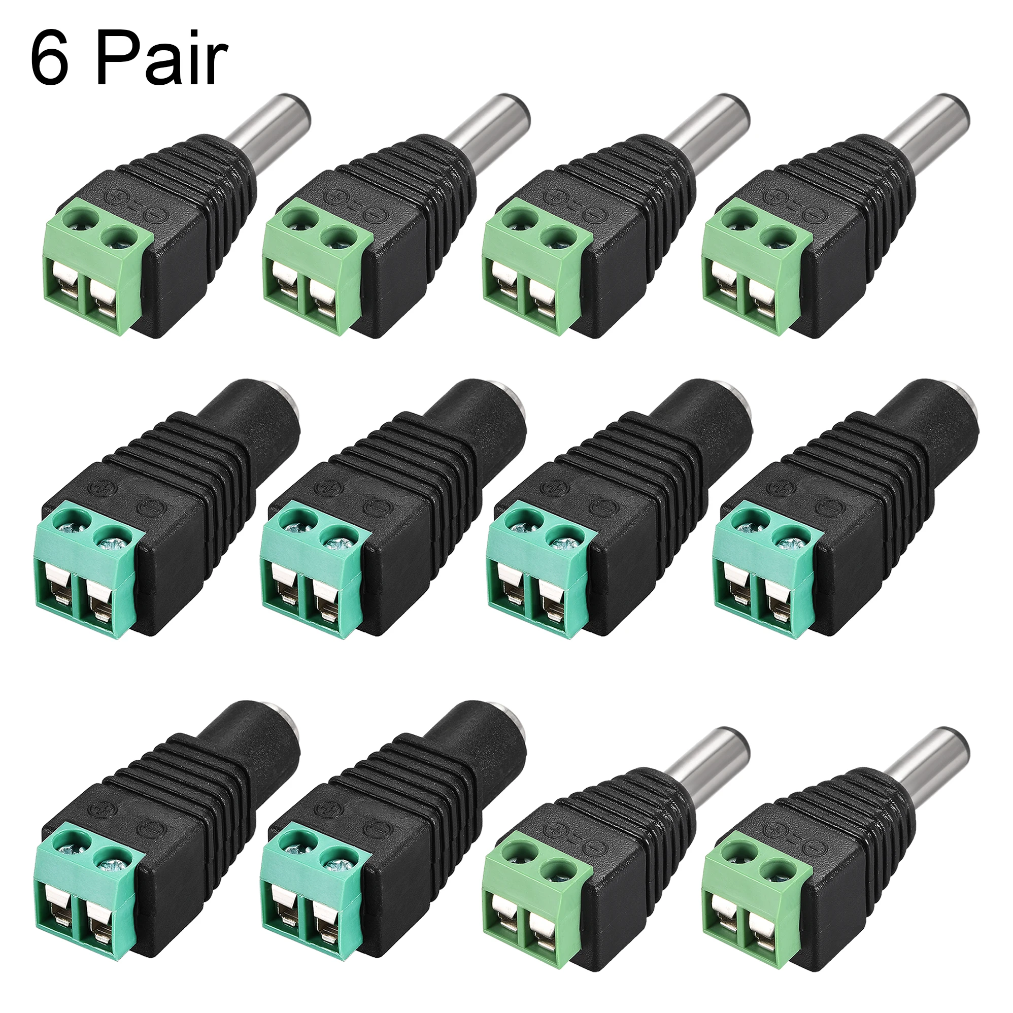 

uxcell 6Pair 5.5x2.1mm DC Power Jack Plug Adapter Connector for LED Strip CCTV Camera Cable Wire Ends,Black
