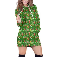ujwi 3d christmas ladies hoodie dress ladies snow bell printed casual skirt cartoon pullover plus size sportswear wholesale