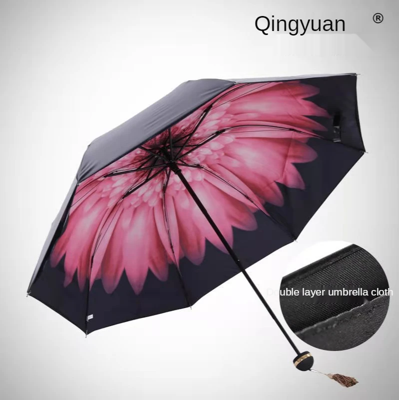 Двухслойный виниловый женский Солнечный зонт складной от солнца защита УФ-лучей