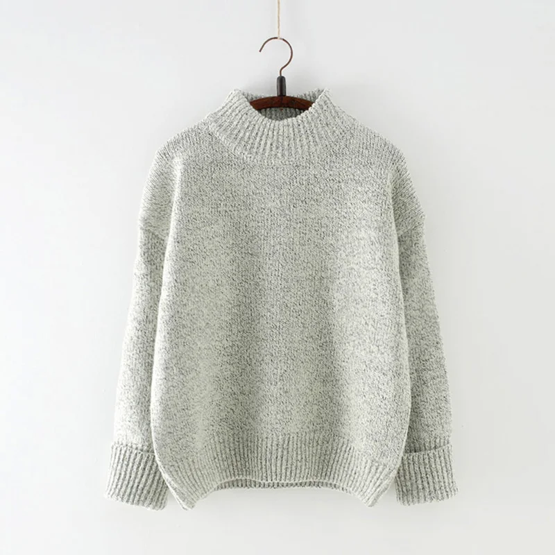 Light Grey Trytree зимний женский Повседневный вязаный пуловер свитер водолазка компьютерный вязаный 4 цвета однотонный модный офисный женский свитер - Цвет: Light Grey