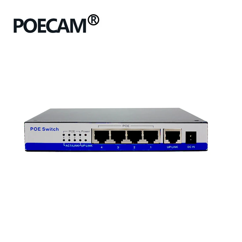 Коммутатор poe высокой мощности 5 портов гигабитный 4 порта 10/100/1000 м 48 В 2 А IEEE802.3af/at