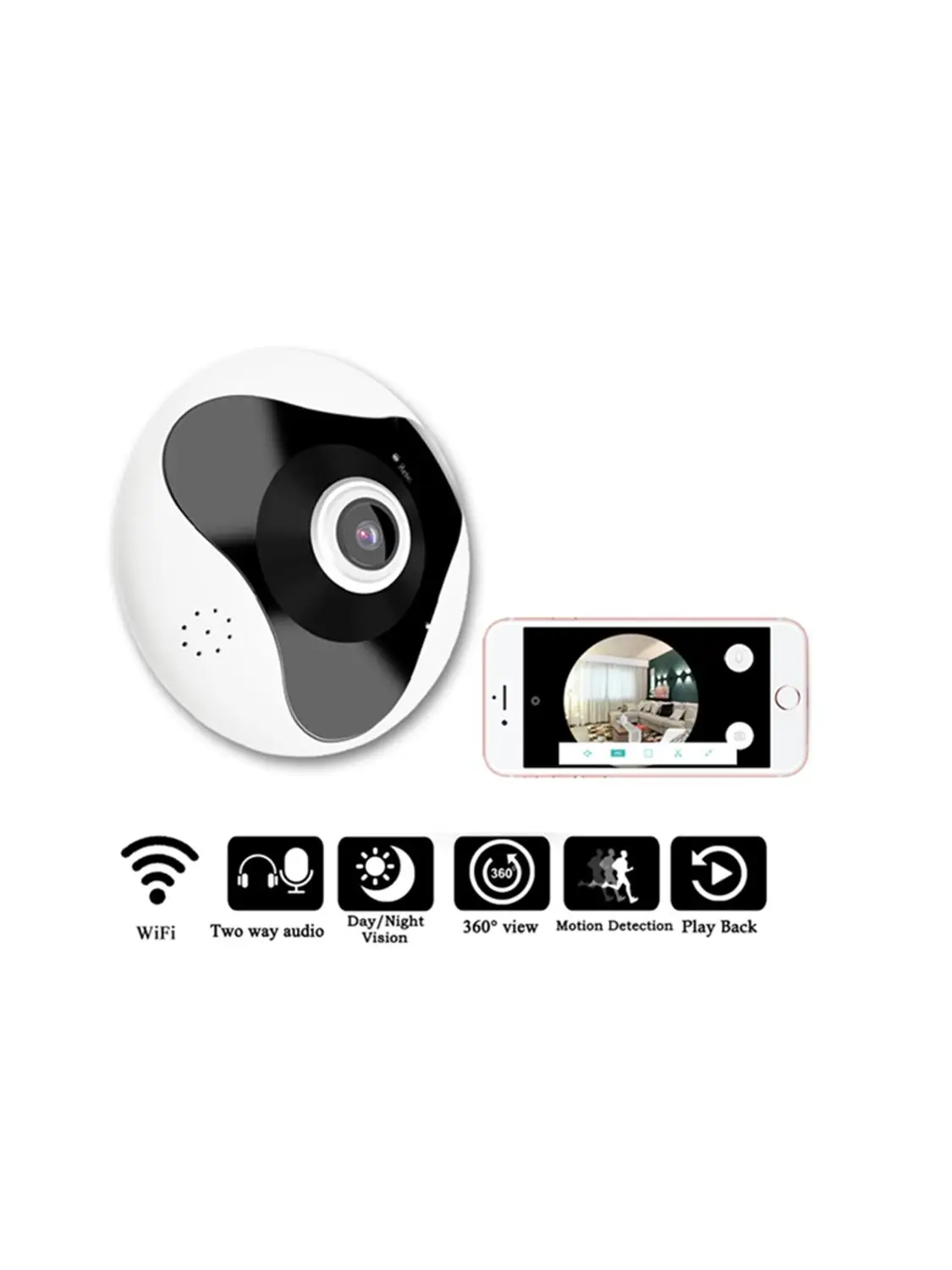 SNOSECURE 3D wifi 360 градусов двухсторонняя аудио панорамная VR 1.3MP рыбий глаз Беспроводная Смарт ip-камера поддержка 128g Домашняя безопасность