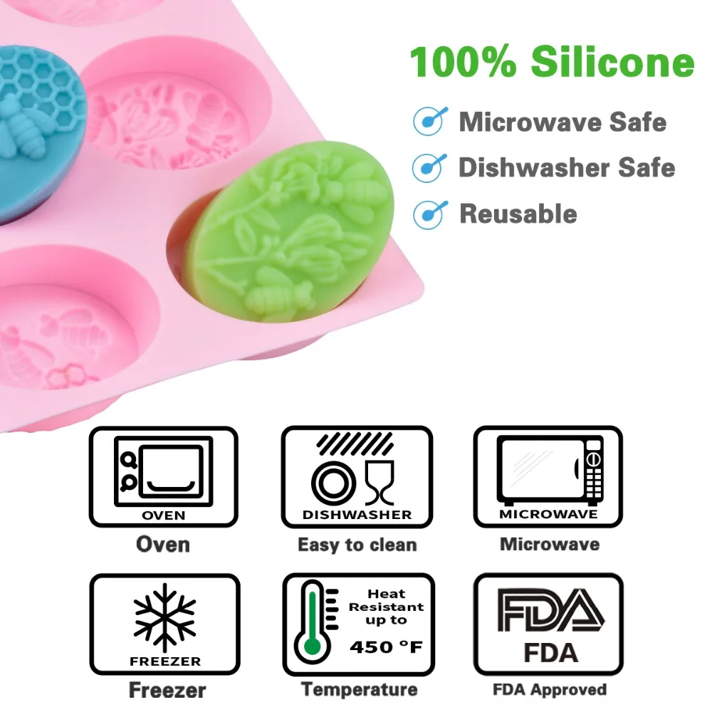 6 сотовых форм силиконовые формы для мыла ручная работа изготовления 3D овальная