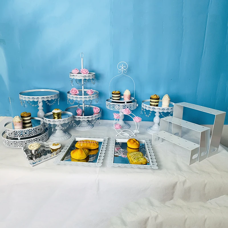 15pcs in set 1-18 шт Торт Стенд набор круглый металлический торт подставки ДЕСЕРТ ДИСПЛЕЙ кекс подставки, белый - Цвет: 15pcs in set