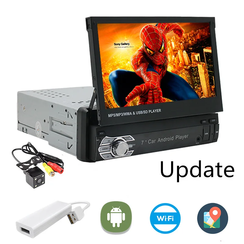 1 Din стерео радио MP5 MP4 плеер 7 дюймов HD сенсорный экран Поддержка bluetooth Камера заднего вида TF/FM/USB/AUX Mirrorlink мультимедиа - Цвет: 9601A camera dongle
