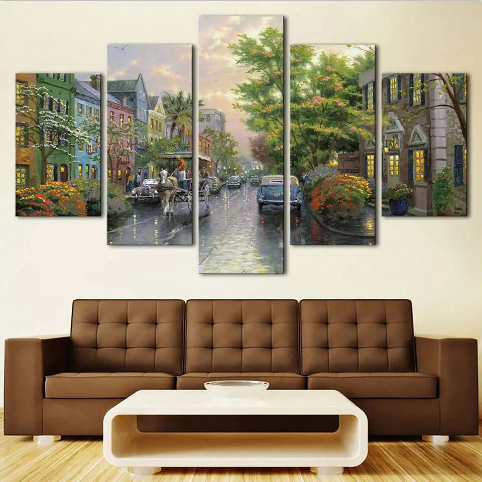 

Wall Art Canvas Picture Bedside Background Bedroom Decor 5 Pieces Country Cabin Scenery HD Printed Poster Frame Modular Painting