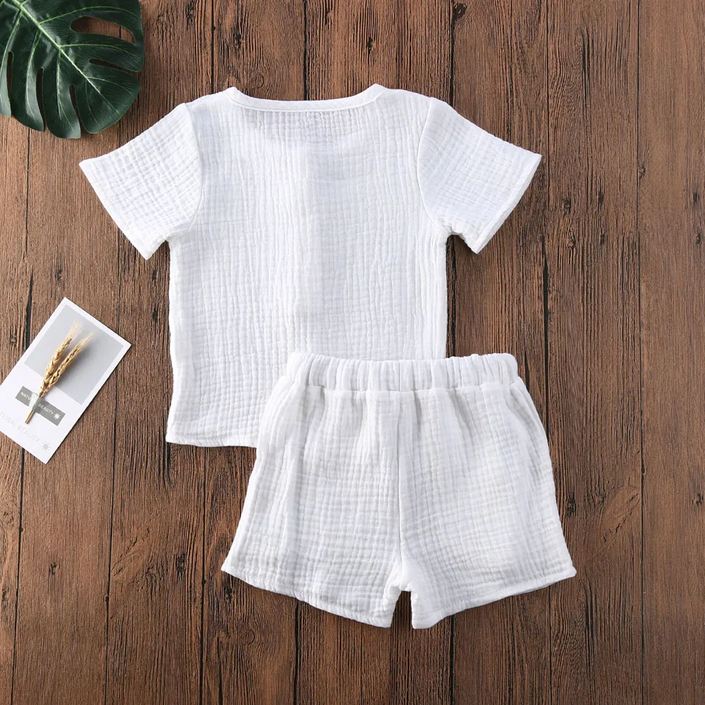 

2PCS Toddler Baby Girls Boys Kids Summer Clothes Short Sleeve T-shirt Tops + Shorts Outfits Set 0-24M