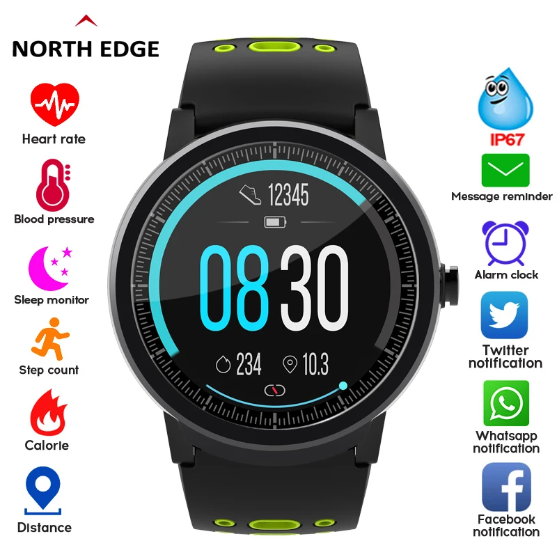 

NORTH EDGE Smart Watch Men Women Blood Pressure Smartwatch Women Watches Waterproof IP67 Sport Tracker Bluetooth Relogio Reloj