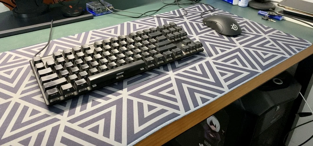 Однотонный коврик для мыши в стиле ретро с геометрическим рисунком волны большой