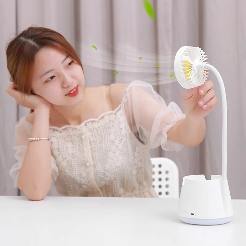 

Multifunctional Table Lamp Fan USB Rechargeable Reading LED Eye Protection Table Lamp Night Light Fan X37C