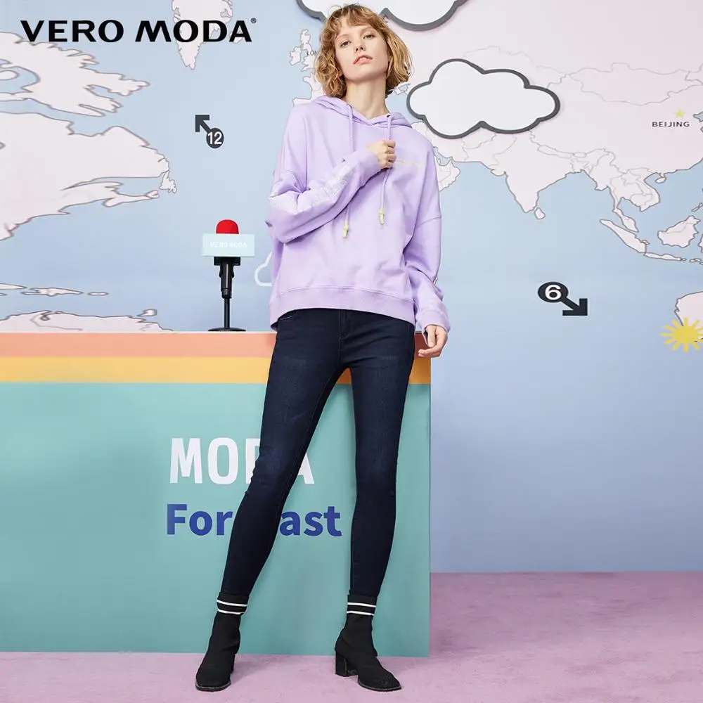 Vero Moda/Новинка Женская Свободная Толстовка с буквенным принтом и манжетами из 100%