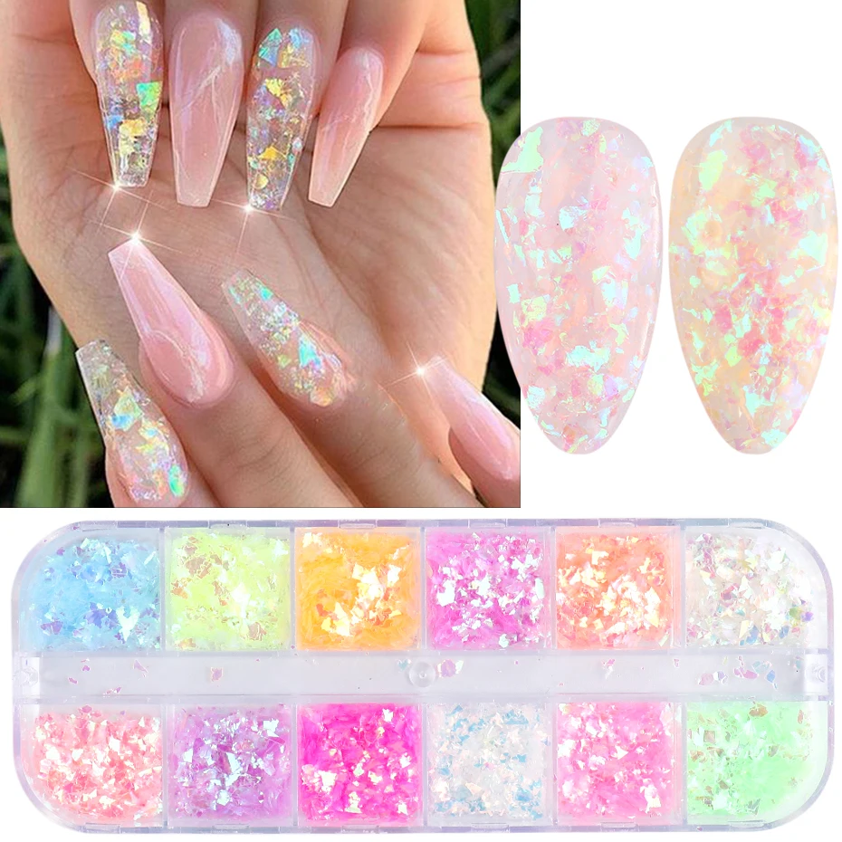 Блестки для ногтей из алюминиевой фольги 12 ячеек|Стикеры и наклейки| |