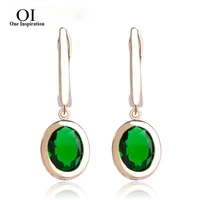 oi green drop earrings for women wedding copper pin rhinestone jewelry dangle earring princess hooks zircon drop pendientes