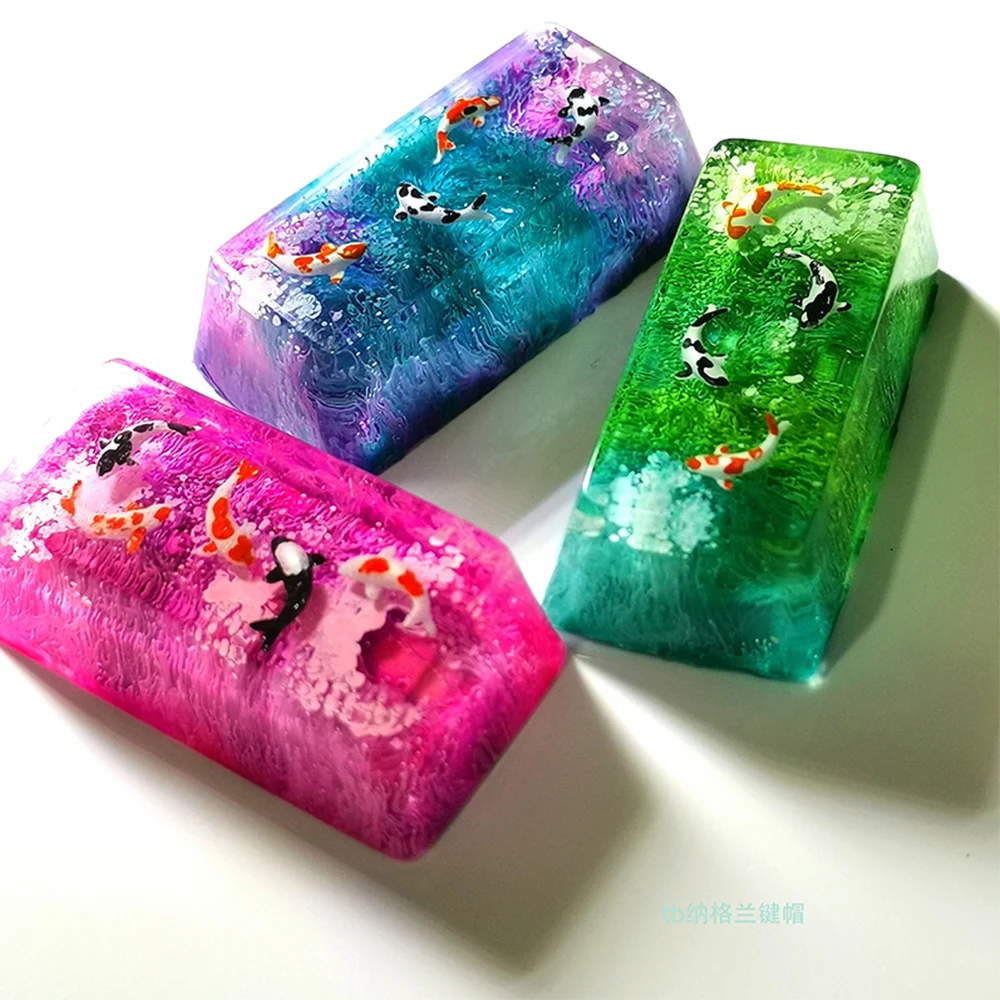 

Pond Scenery Koi Backspace Resin Keycaps For Cherry Mx Switch Mechanical Gaming Keyboard Keycaps Replace Hand Made OEM Keycaps