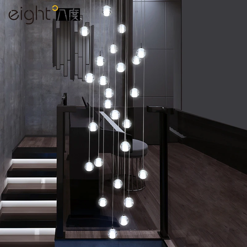 Вращающаяся Люстра для лестницы светодиодный светильник со стеклянными
