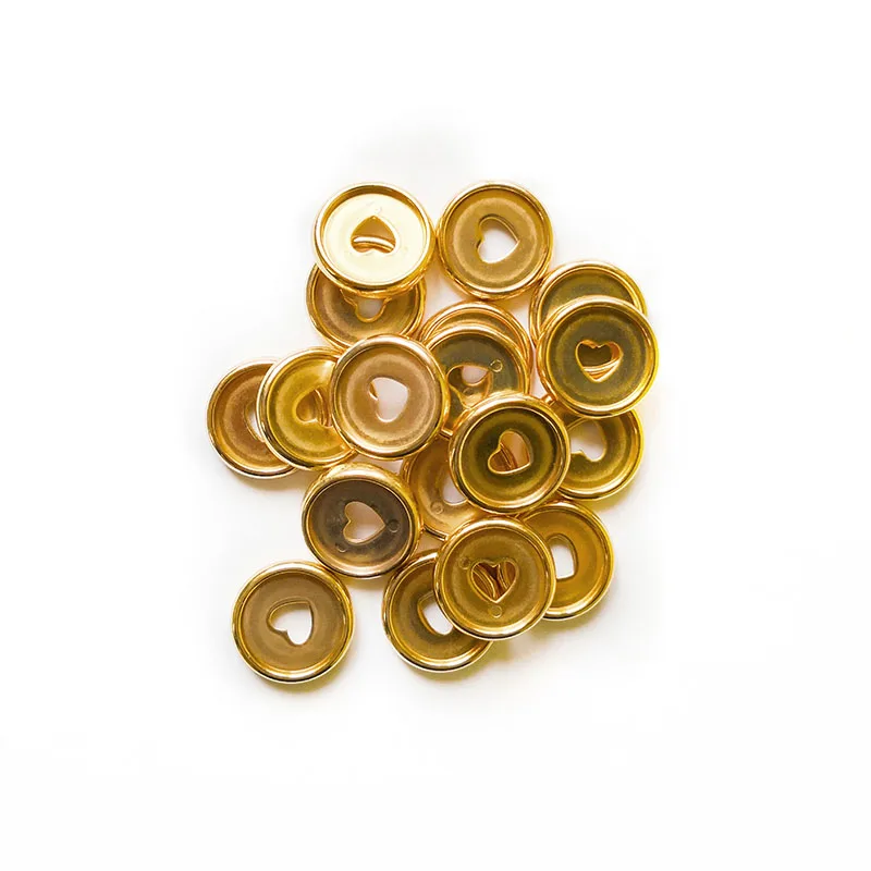 gold 24mm 50 шт. сердце блокнот Грибное отверстие кнопка блокнот пластиковый лист катушки 360 градусов складной диск Пряжка школьные офисные принадлежности - Цвет: gold 24mm