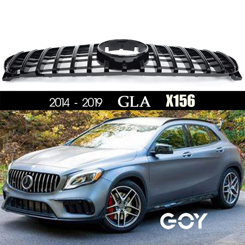 Черно-серебряный сменный передний бампер GTR panamerica решетка для Mercedes GLA класса X156 (Facelift и Pre-facelift) 2014 - 2019