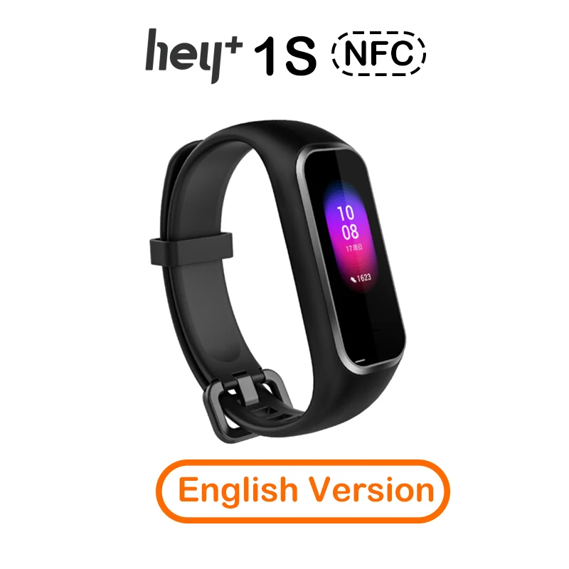Hey Plus 1S EN Xiaomi Hey Plus 1S NFC умный Браслет AMOLED цветной экран Smartband встроенный многофункциональный монитор сердечного ритма Hey+ 1S браслет - Цвет: Hey Plus 1S EN