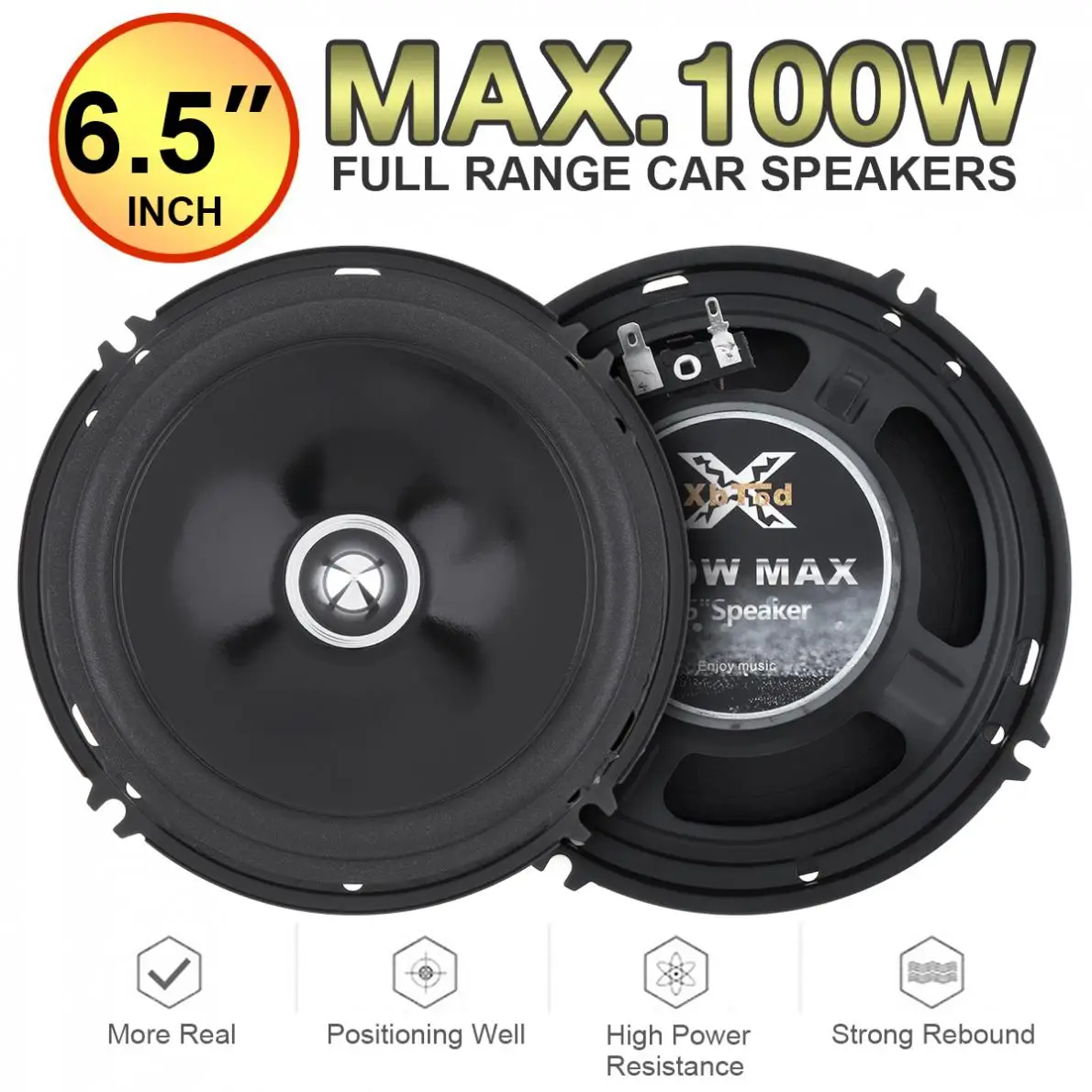 2pcs 100W 6.5 Inch Car Audio Speaker Universal Heavy Mid-bass Ultra-thin Modified Speaker SubwooferNon-destructive Installation