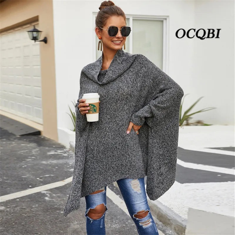 

Размера плюс женский свитер 2020 зимний свитер Повседневная мода женская накидка с воротником-стойкой