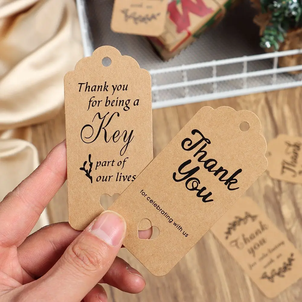 

48PCS Packaging Tags Handmade Hang Tag Kraft Paper Tags Thank You Gift Tag Labels for DIY Wedding Party Gift Or Candy Tags