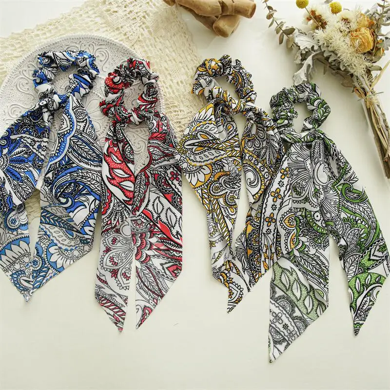

Fashion Floral Single Printed Scrunchie Elastic Hair Band For Women Hair Scarf Bows Rubber Ropes Girls Hair Ties Hair Accessory