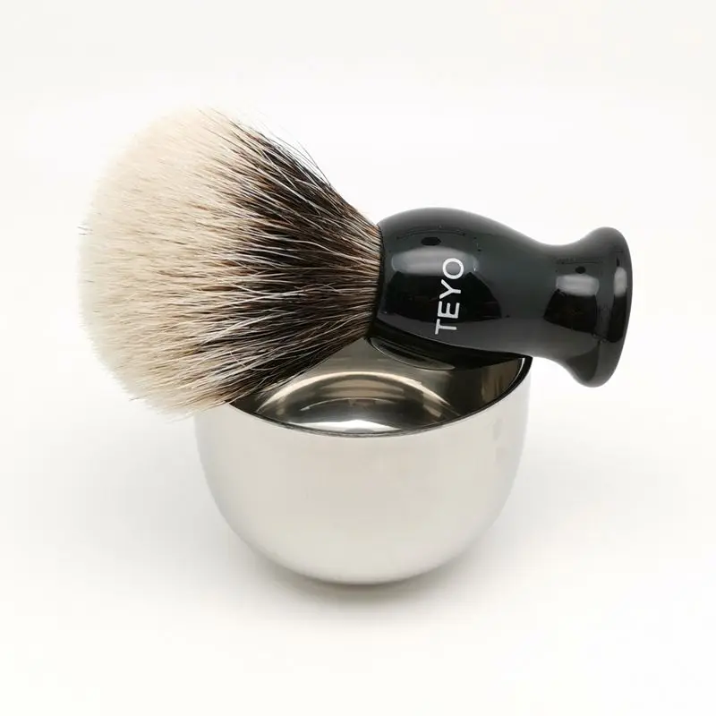 TEYO Two Band Silvertip Finest Badger Hair Shaving Brush and Bowl Set Perfect for Wet Shave Cream Razor Beard | Красота и здоровье