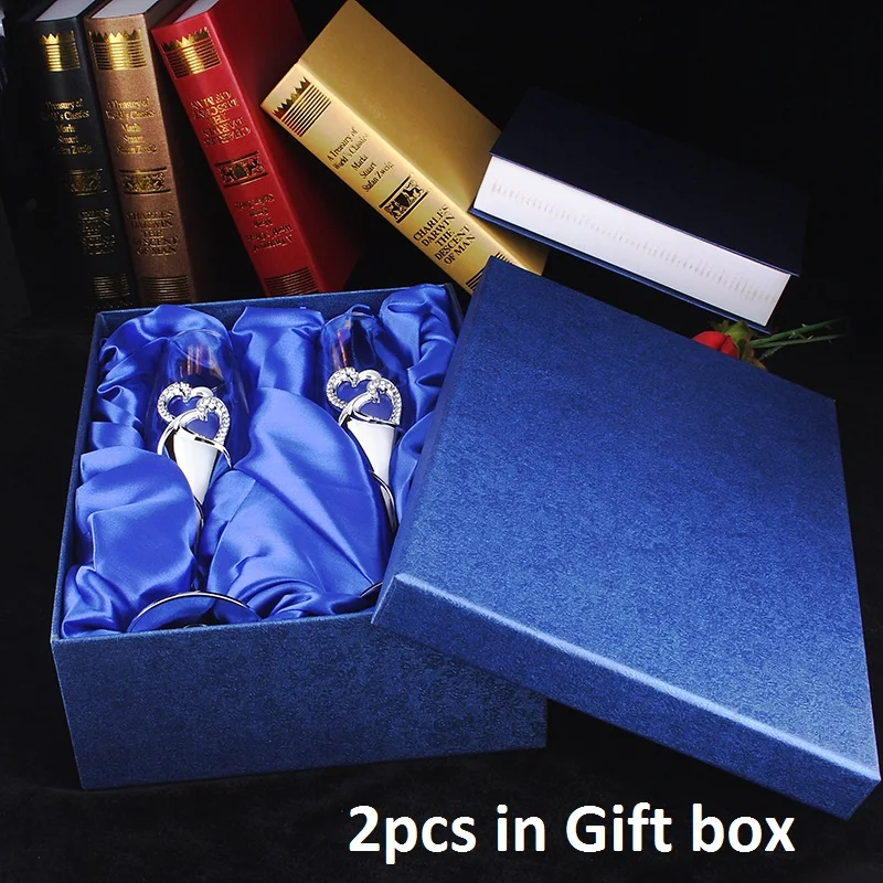 2pcs in Gift Box 2 шт./компл. Творческий хрустальный бокал для шампанского Свадебные бокалы для питевых чашек винные чашки украшения для вечеринок Юбилей - Цвет: 2pcs in Gift Box