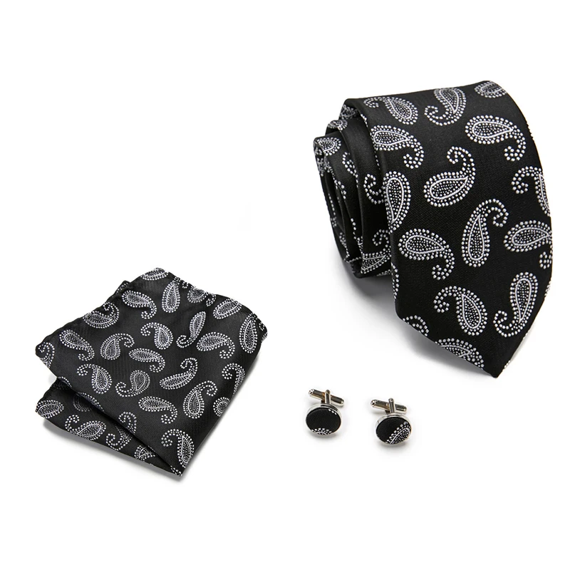 

Лидер продаж, роскошная Подарочная коробка, галстук, носовой платок, карманные квадраты, набор запонок, зажим для галстука, галстук, аксессу...
