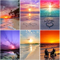 5d diamond painting sunset beach scenery diy round full square drill diamond embroidery kit landscape home decoration crafts